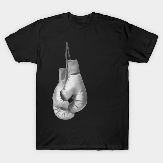 Boxing Gloves black and white boxing sport T-Shirt by LittleBean